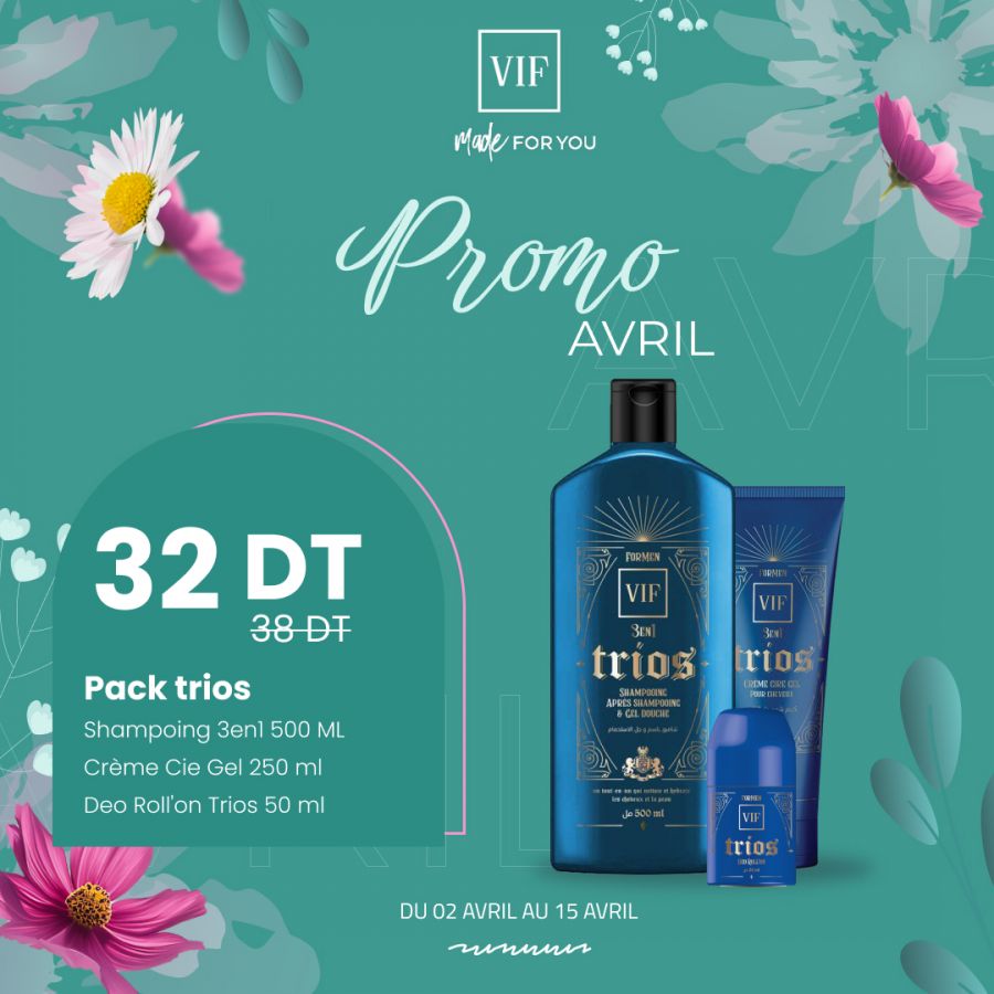 Pack Trios - Shampoing 500ml - Creme cire gel 250ml - Roll'on 50ml