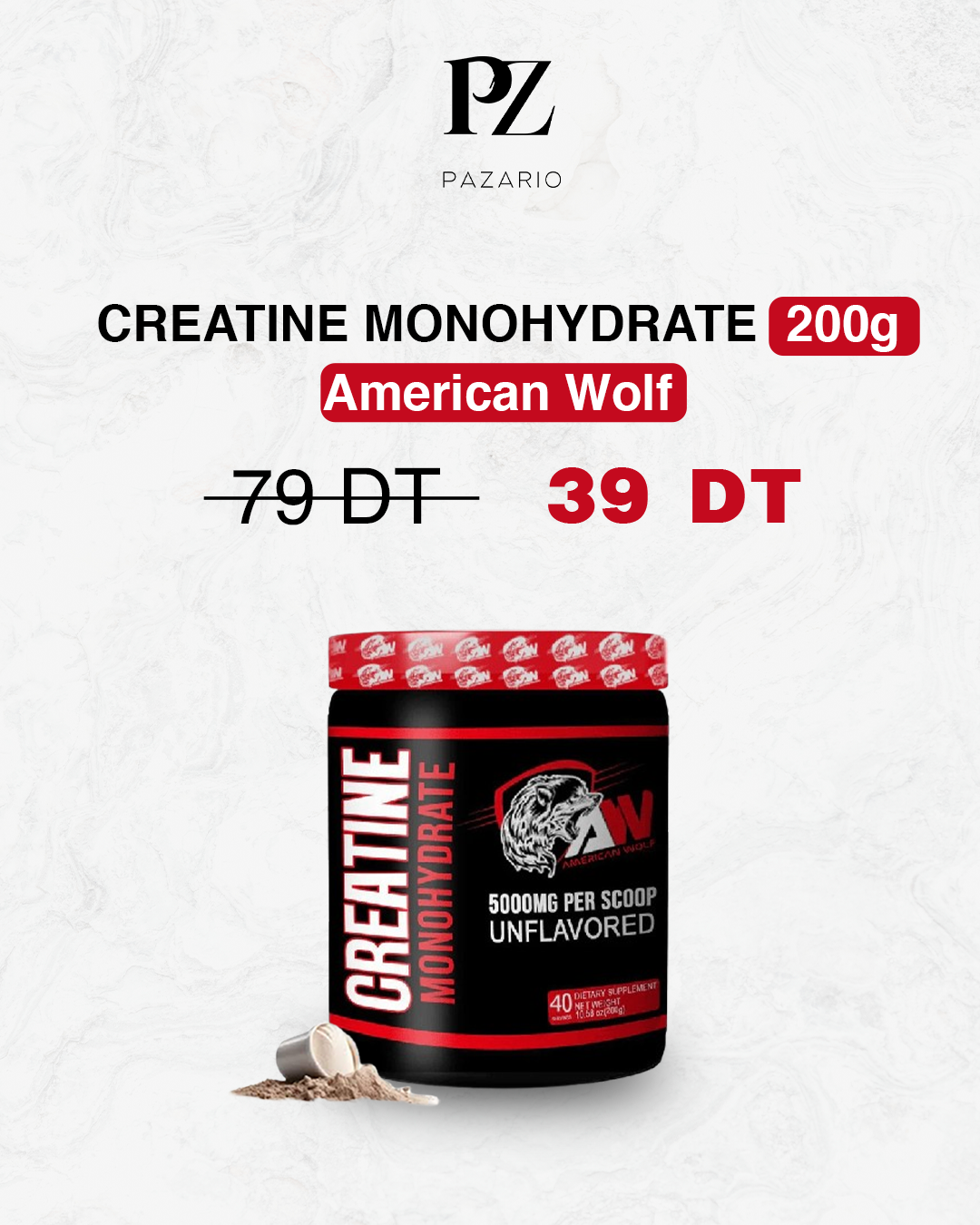American Wolf - 100% Creatine Monohydrate | 40 SERVINGS