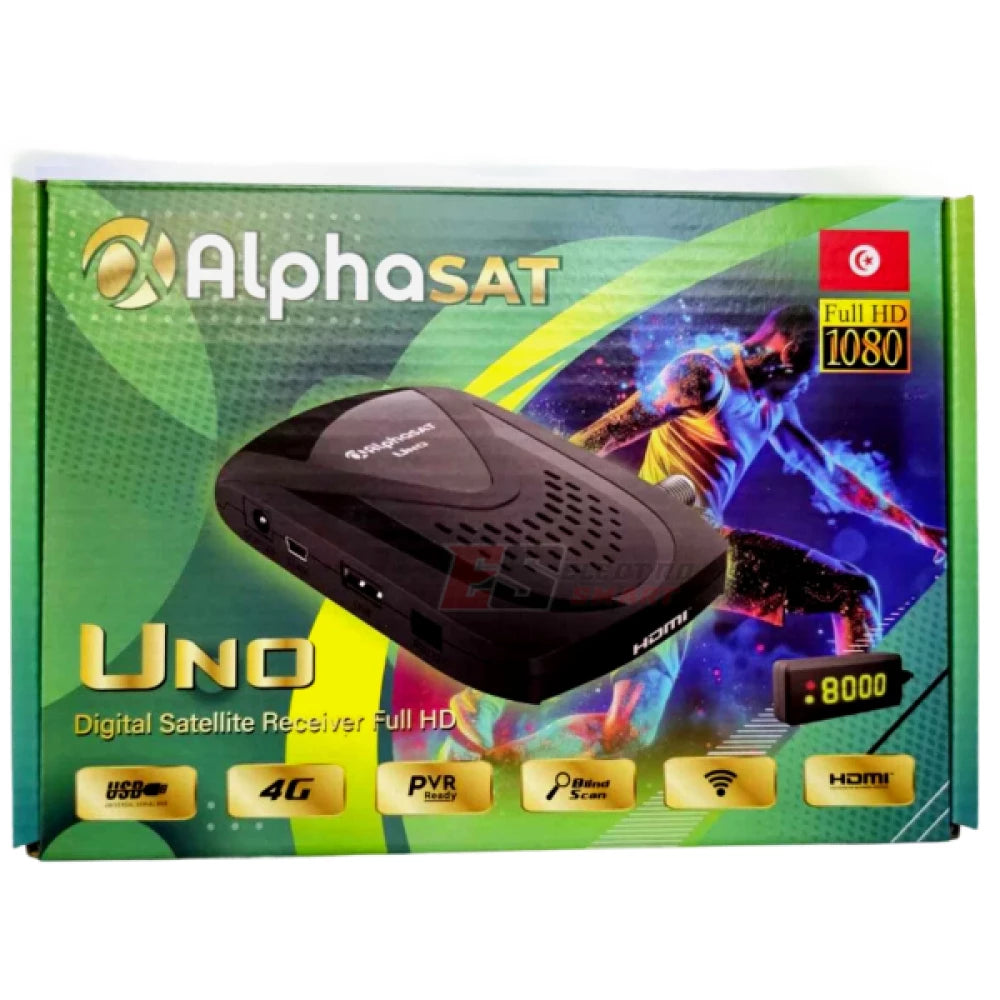 Récepteur Alphasat Uno + 5 Abonnements de 12 Mois