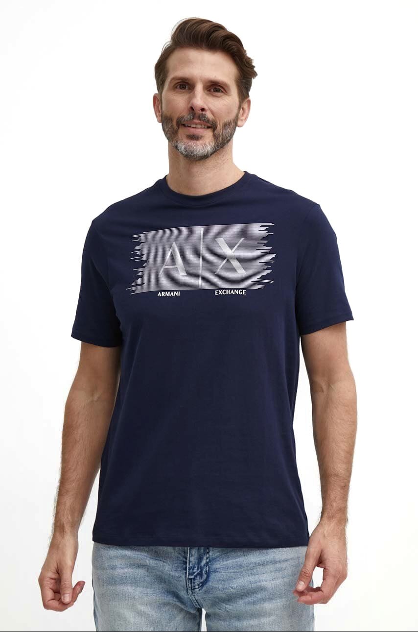 Armani Exchange Stripped Logo Graphic T-Shirt - Navy