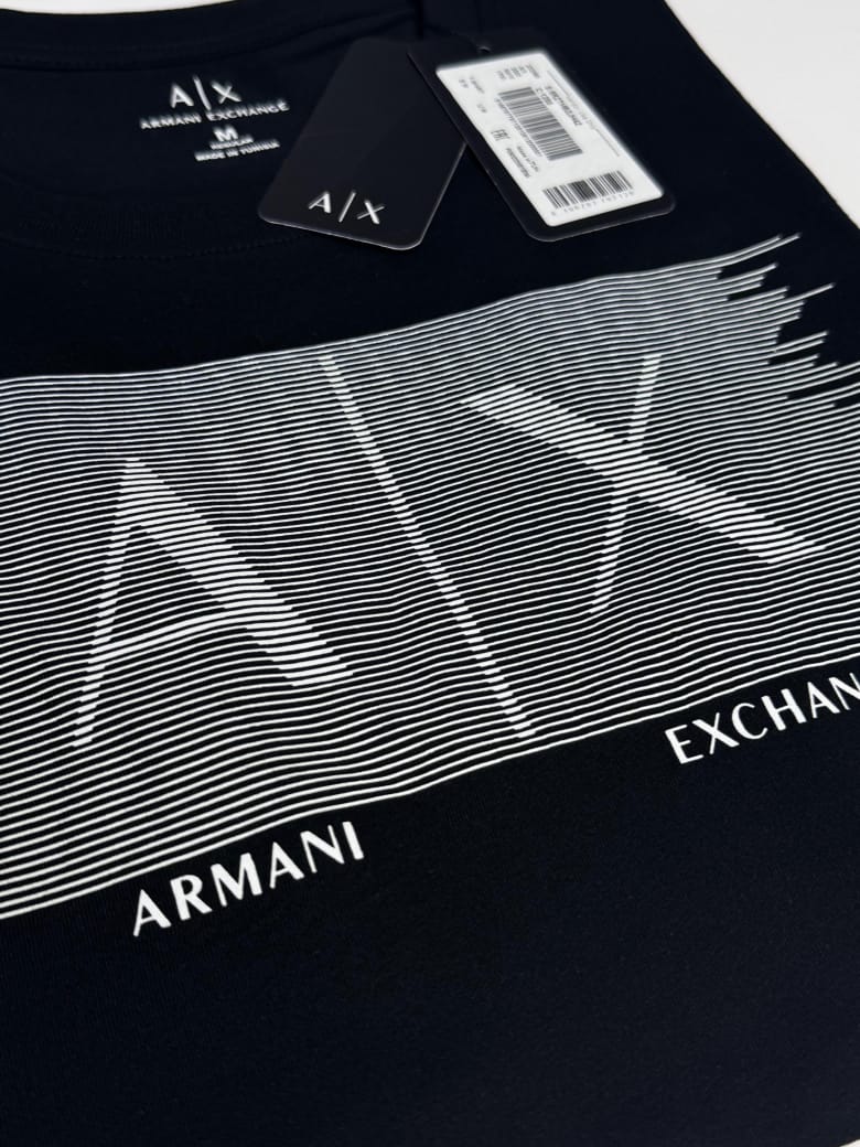 Armani Exchange Stripped Logo Graphic T-Shirt - Navy