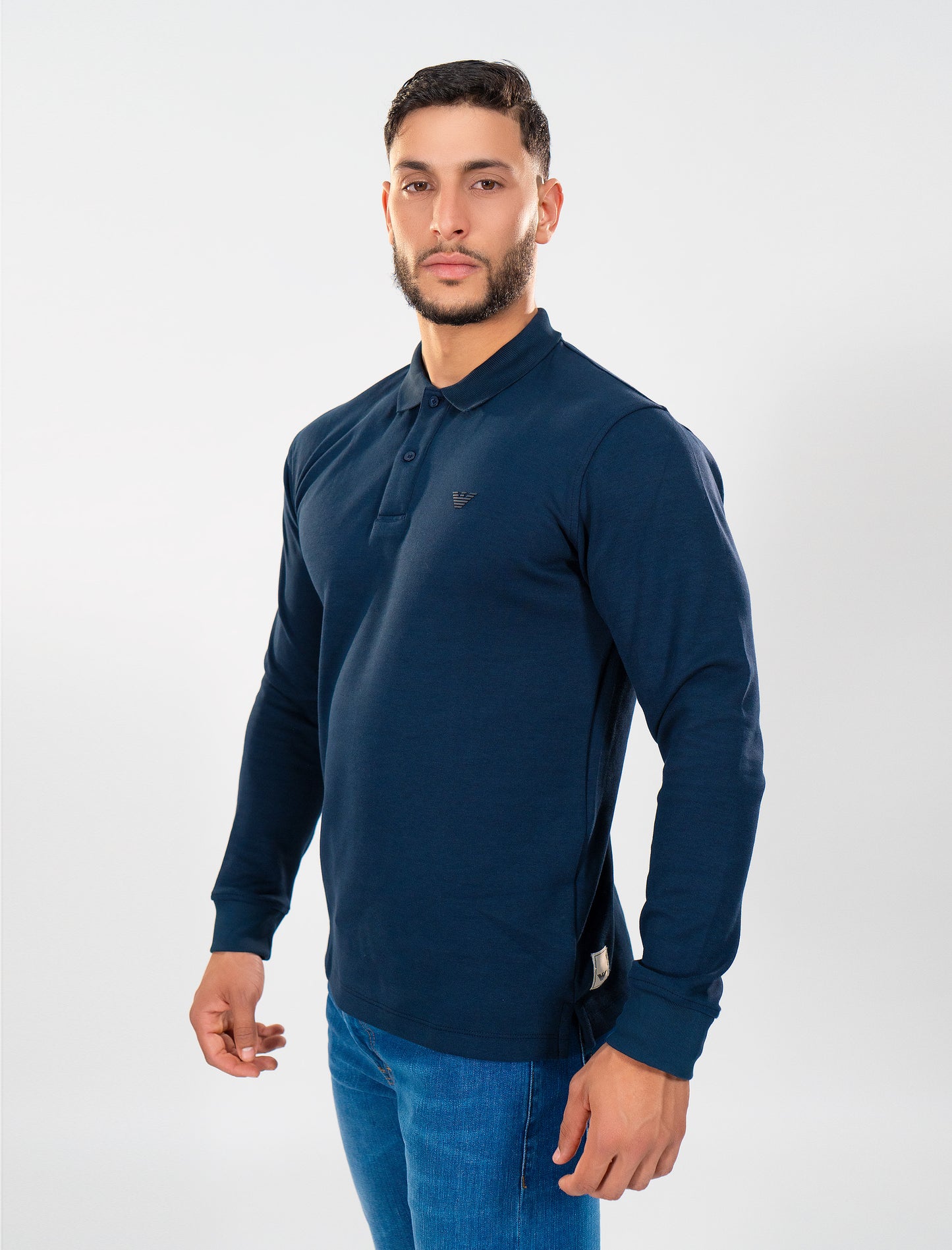 ARMANI Polo Manches Longues Navy