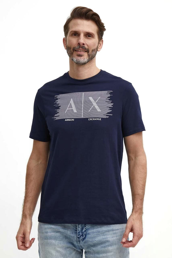 Armani Exchange Stripped Logo Graphic T-Shirt - Navy