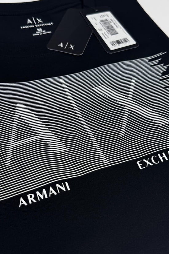 Armani Exchange Stripped Logo Graphic T-Shirt - Navy
