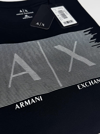 Armani Exchange Stripped Logo Graphic T-Shirt - Navy