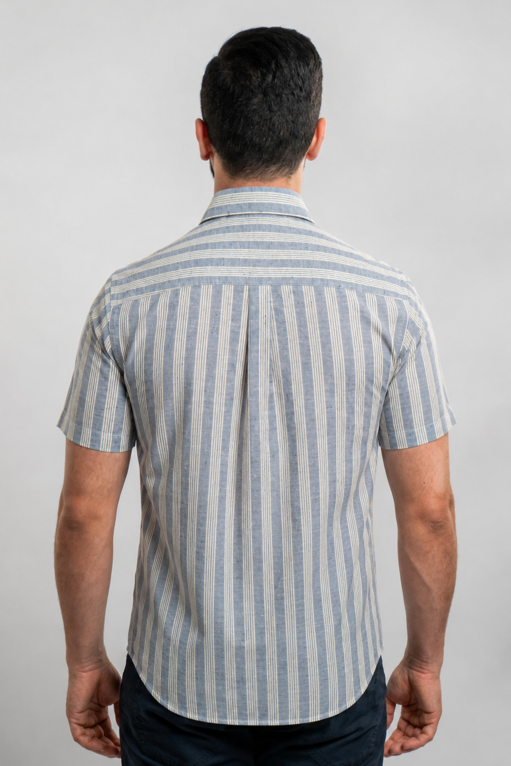 Gant Chemise Demi Manches à Rayures Casual Fit Lin