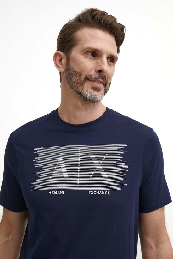 Armani Exchange Stripped Logo Graphic T-Shirt - Navy