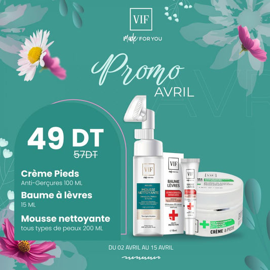 Pack Creme pieds 100ml - Baume a levres 15ml - Mousse nettoyante visage 200ml