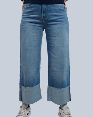 Jeans à Revers Larges