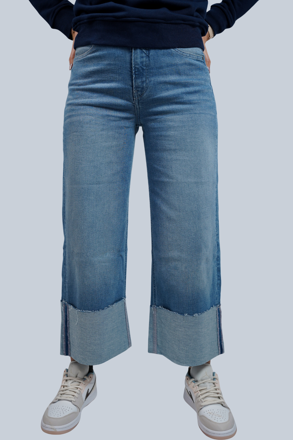 Jeans à Revers Larges