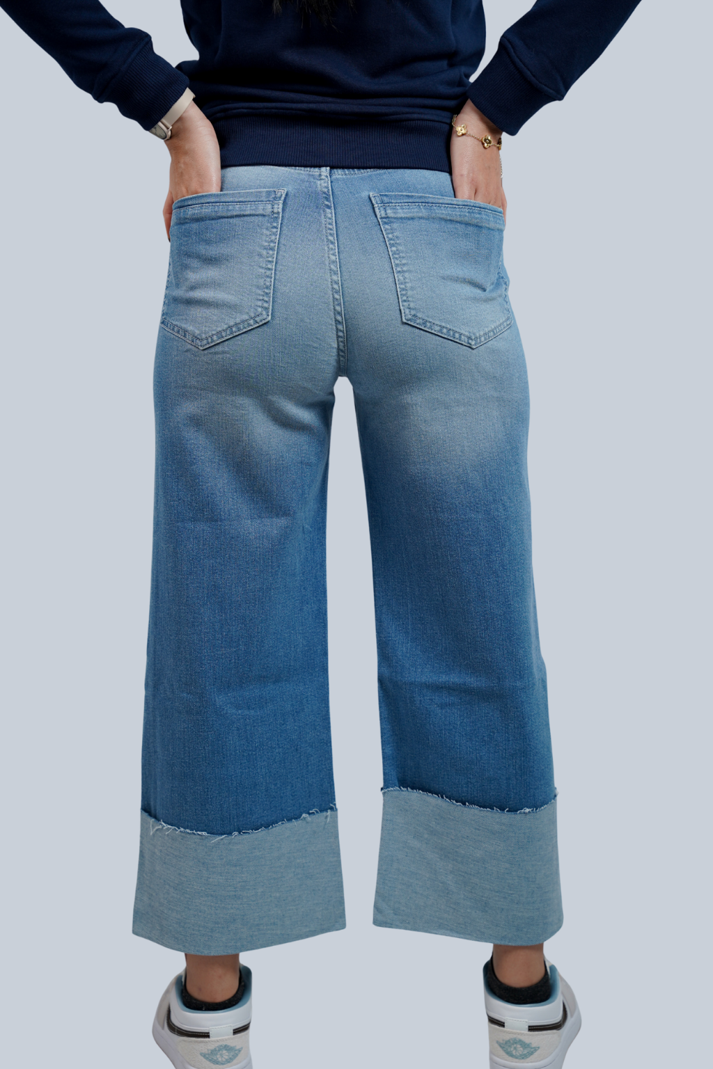 Jeans à Revers Larges