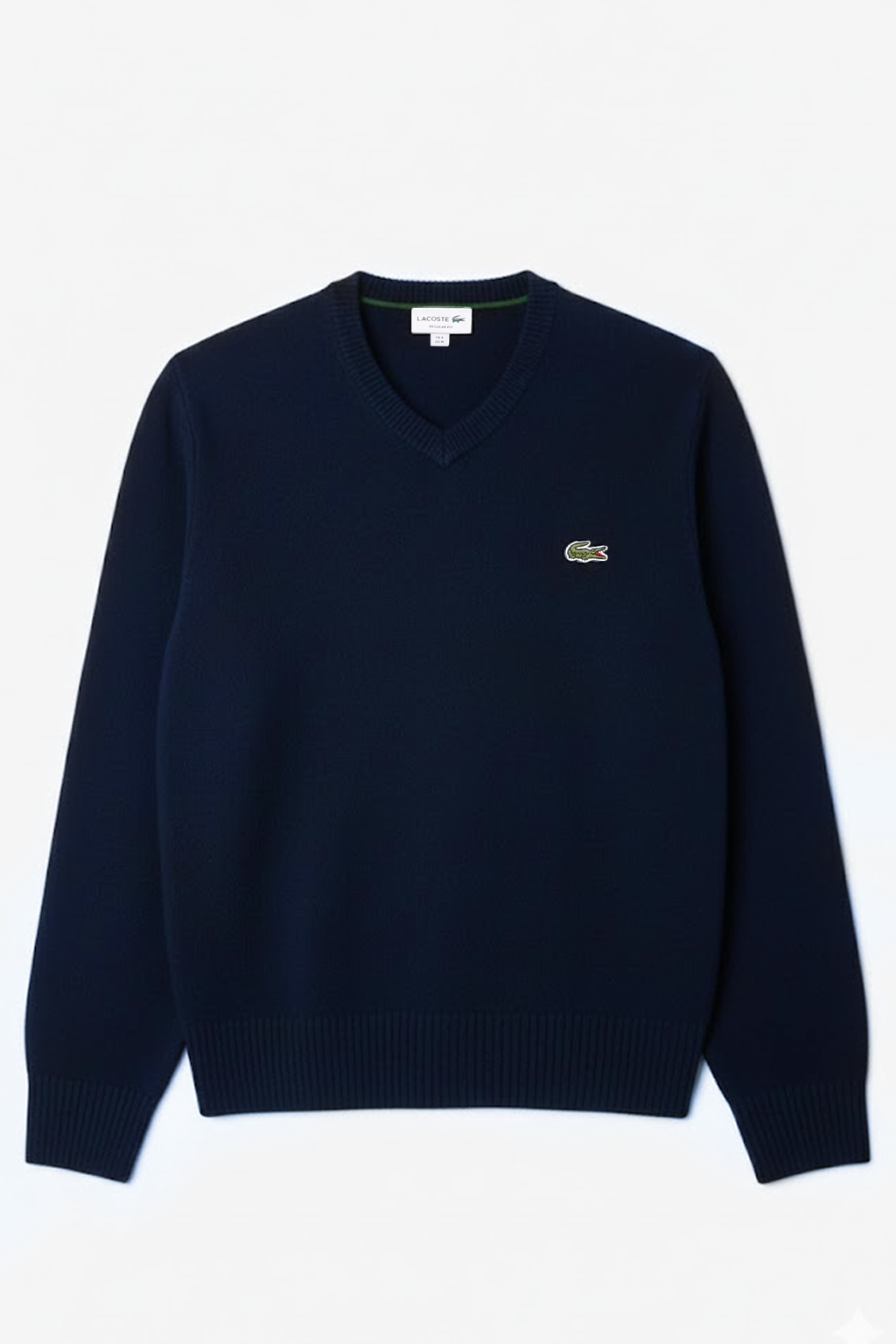 Lacoste Pull En Laine Col "V" Bleu Jean