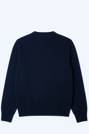 Lacoste Pull En Laine Col "V" Bleu Jean
