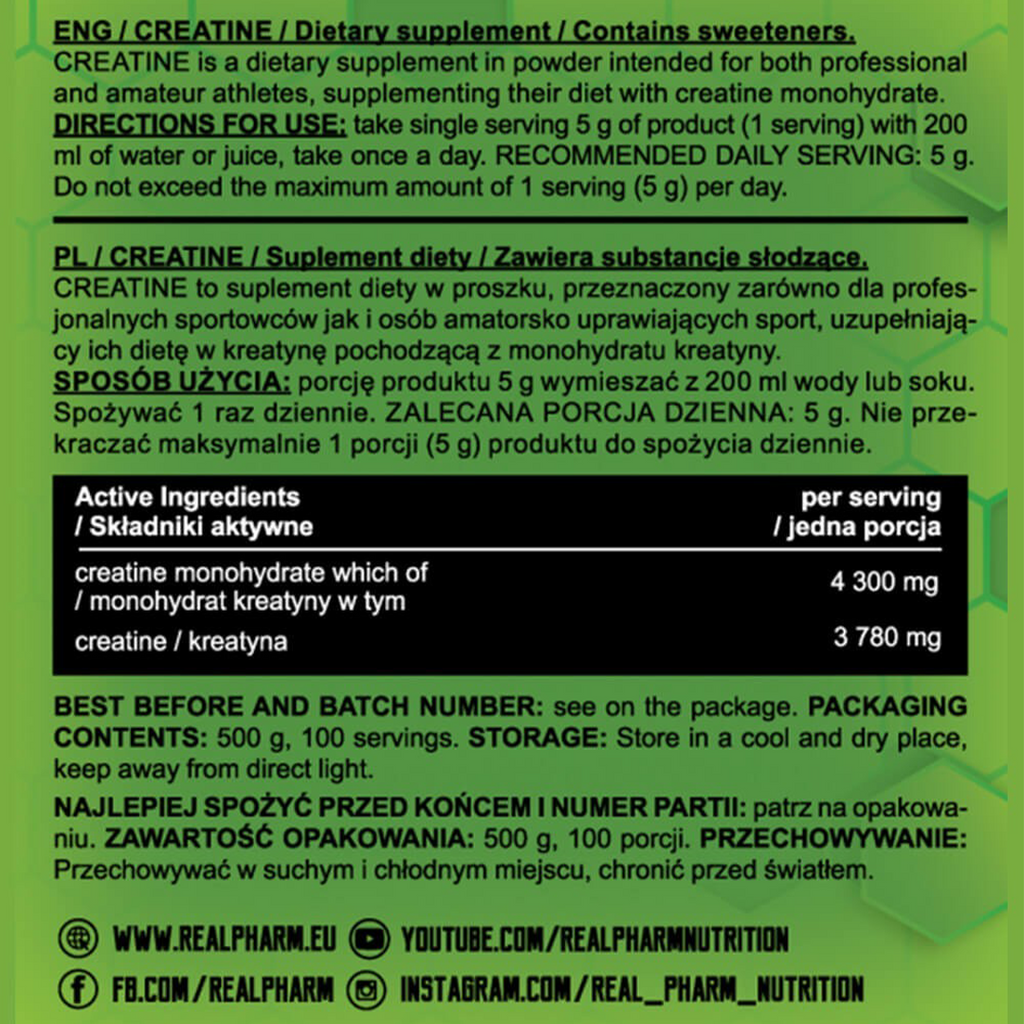 Monohydrate de créatine 150 g Real Pharm