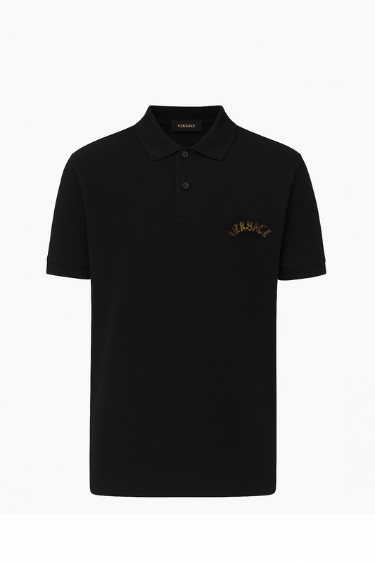 Versace Polo à Logo Baroque Noir