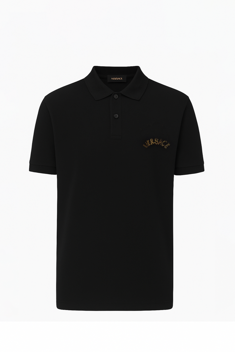 Versace Polo à Logo Baroque Noir
