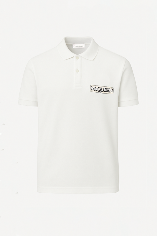 Alexander McQueen polo à patch logo Blanc