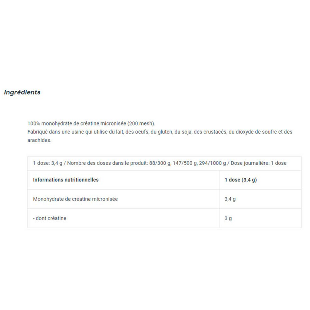 Créatine Monohydrate | 250G Nutrini