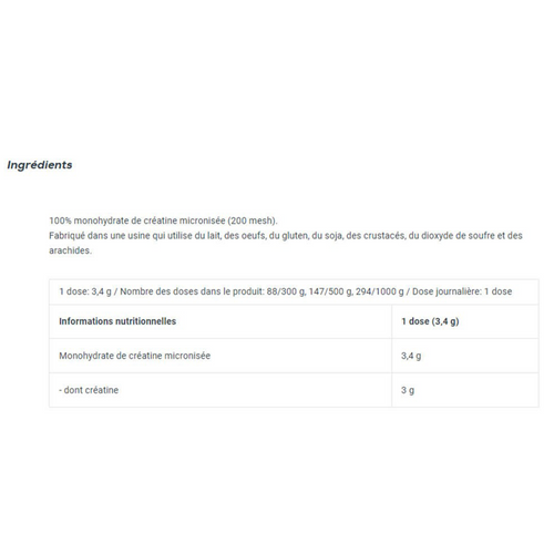 Créatine Monohydrate | 250G Nutrini