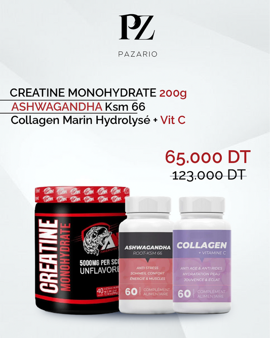 Pack Créatine + Ashwagandha + Collagen MARINE VC