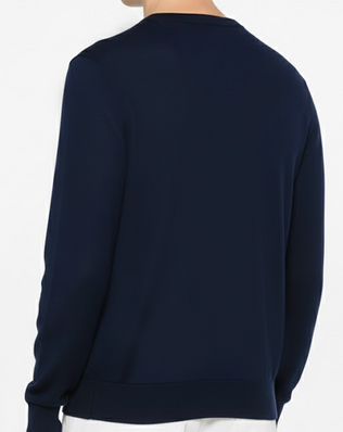 Lacoste Pull En Laine Col "V" Bleu Jean