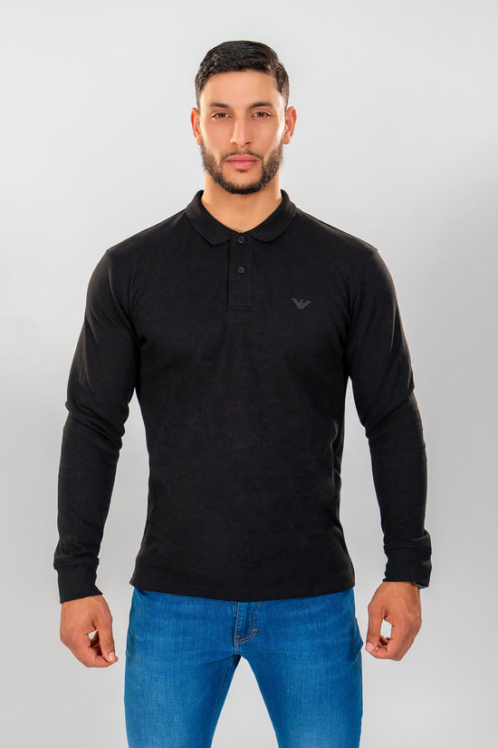 ARMANI Polo Manches Longues Noir