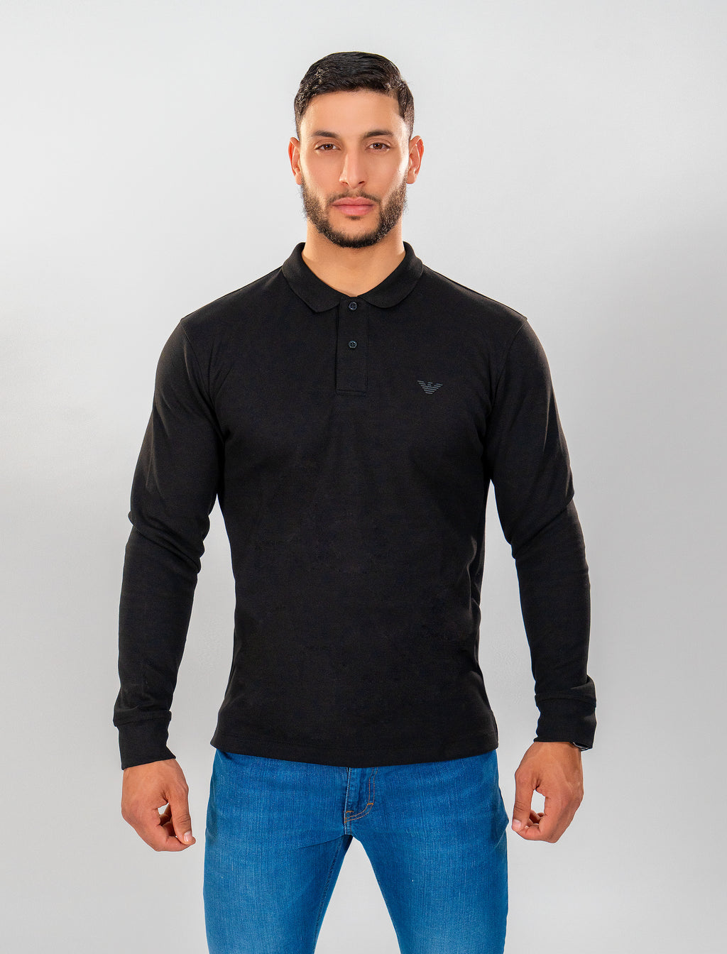 ARMANI Polo Manches Longues Noir