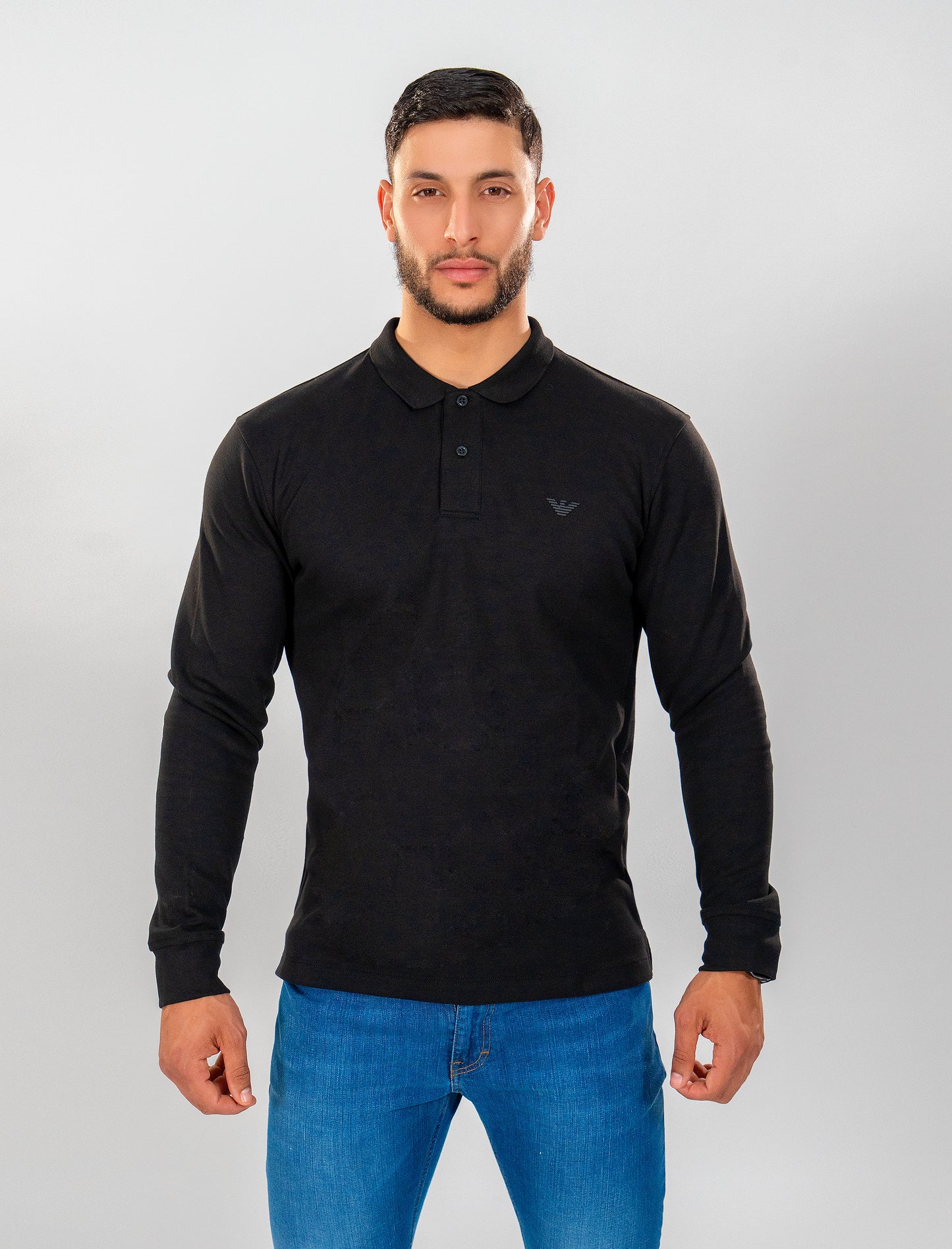 ARMANI Polo Manches Longues Noir