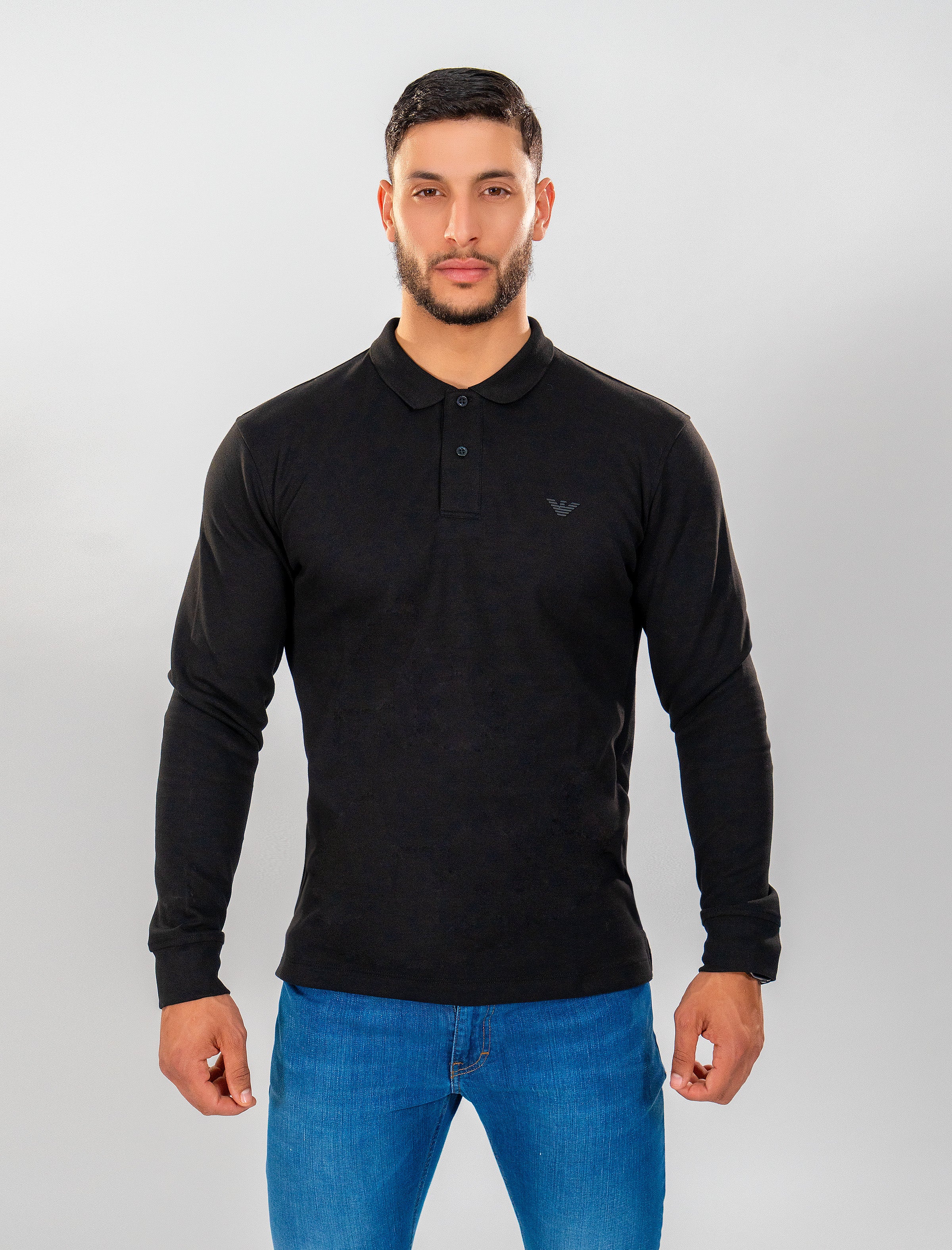 ARMANI Polo Manches Longues Noir