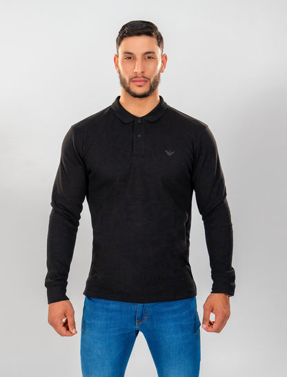 ARMANI Polo Manches Longues Noir