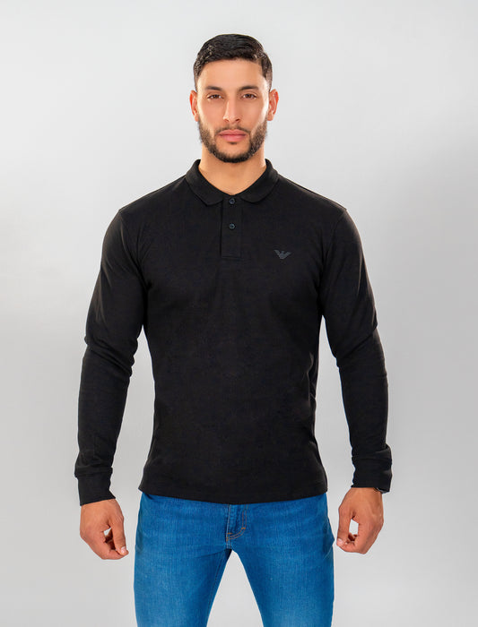 ARMANI Polo Manches Longues Noir