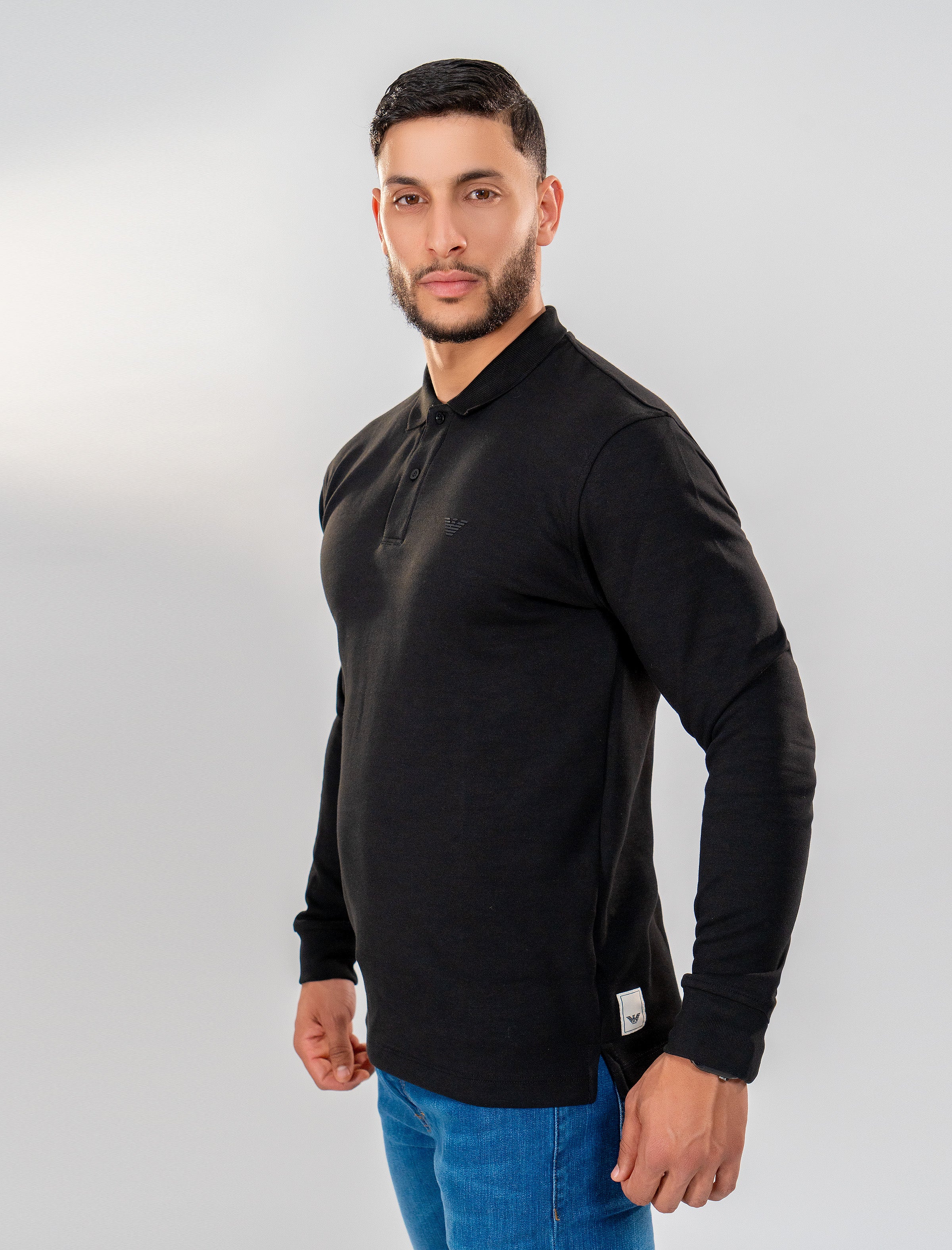 ARMANI Polo Manches Longues Noir