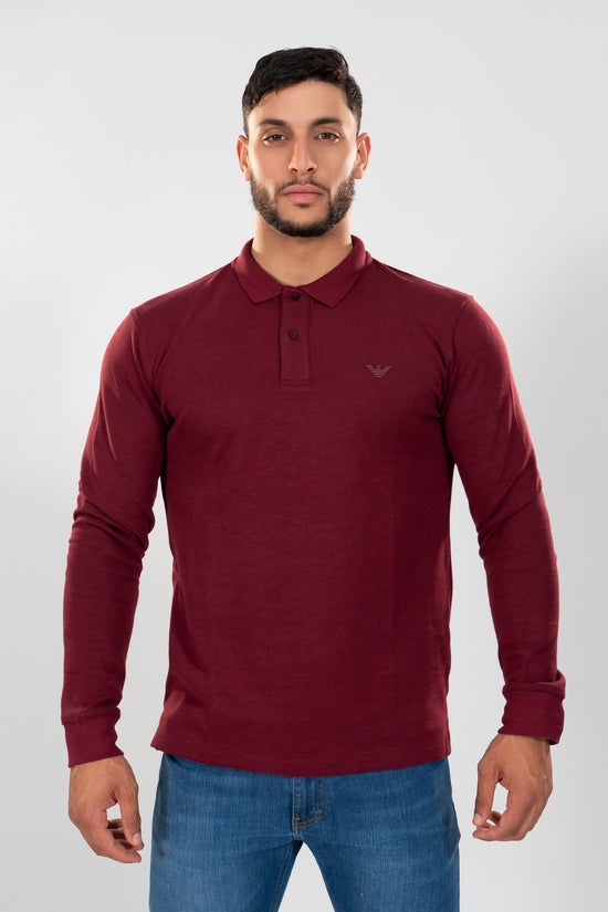 ARMANI Polo Manches Longues Bordeaux