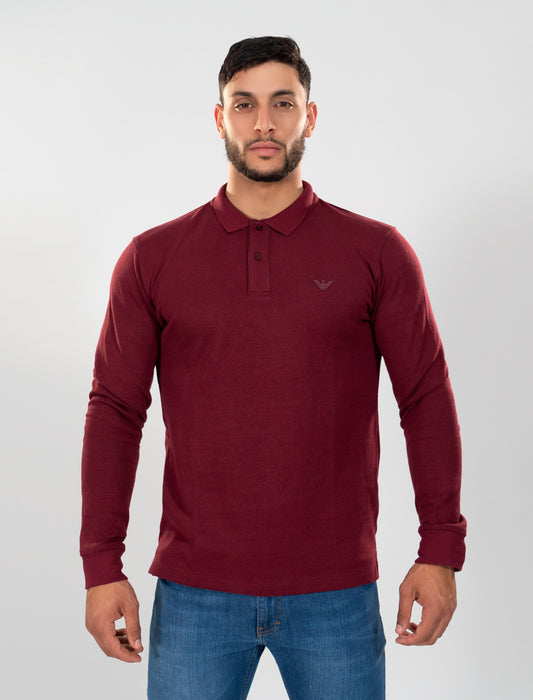 ARMANI Polo Manches Longues Bordeaux