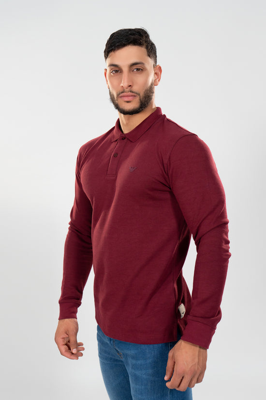 ARMANI Polo Manches Longues Bordeaux