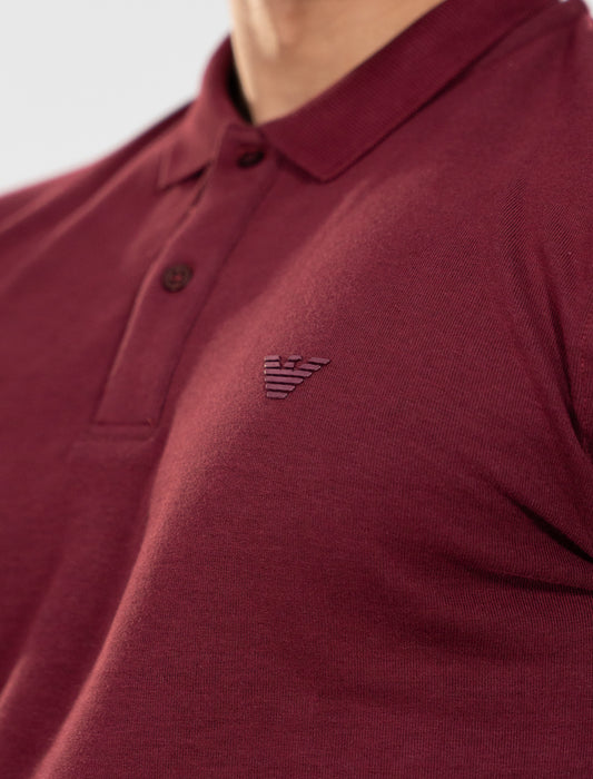 ARMANI Polo Manches Longues Bordeaux