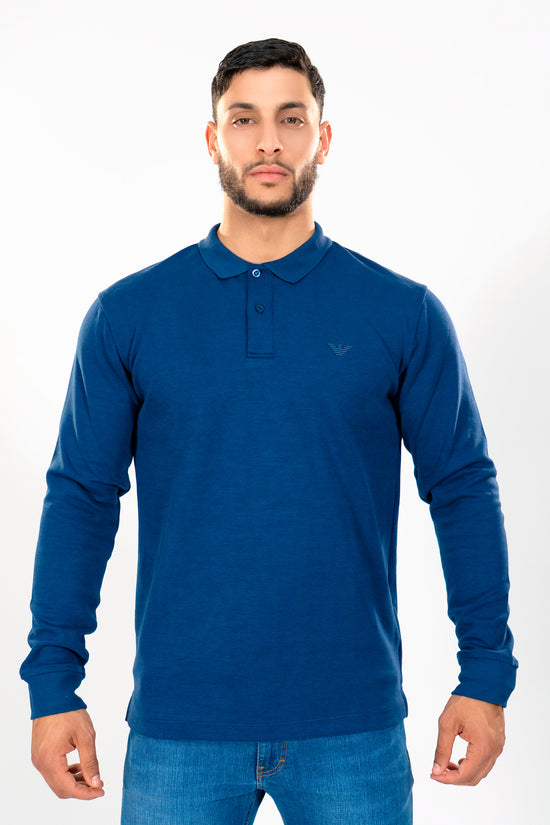 ARMANI Polo Manches Longues Bleu Royal