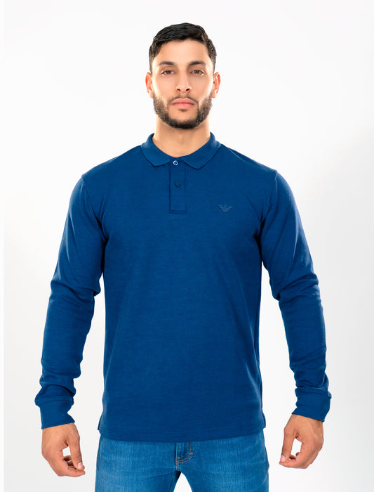 ARMANI Polo Manches Longues Bleu Royal