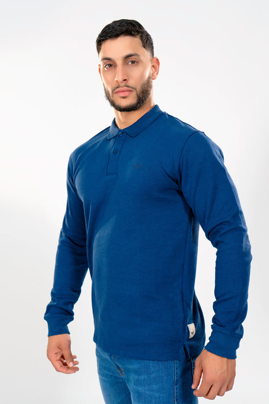 ARMANI Polo Manches Longues Bleu Royal