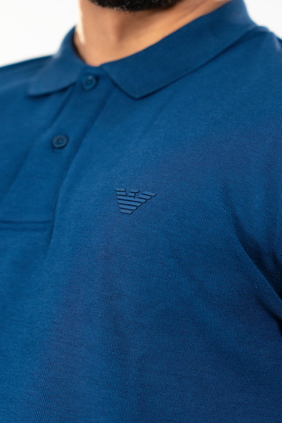 ARMANI Polo Manches Longues Bleu Royal