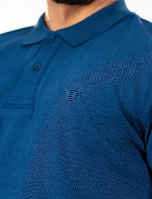 ARMANI Polo Manches Longues Bleu Royal