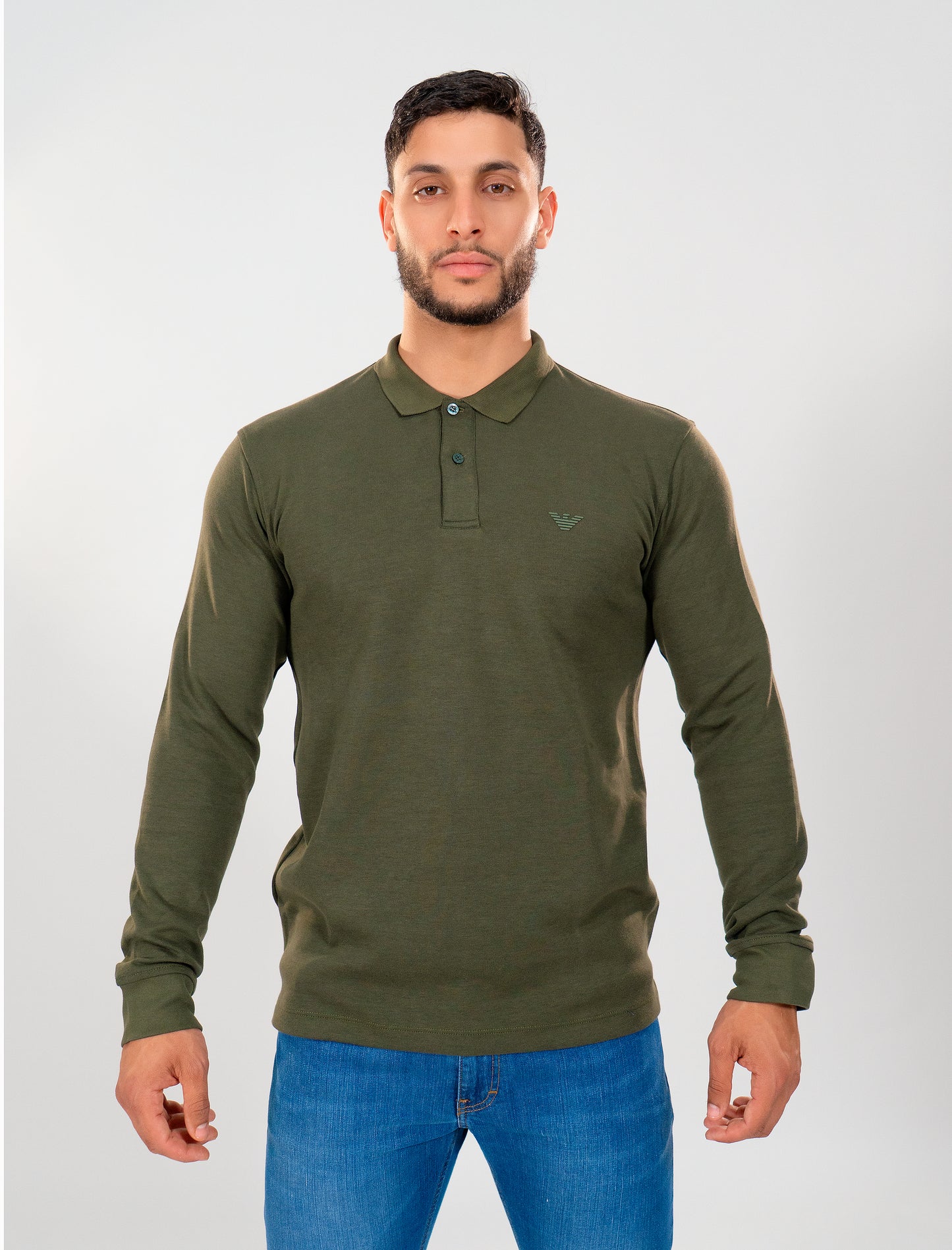 ARMANI Polo Manches Longues Vert KaKi