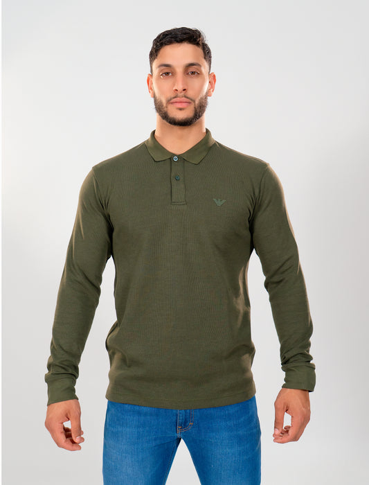 ARMANI Polo Manches Longues Vert KaKi