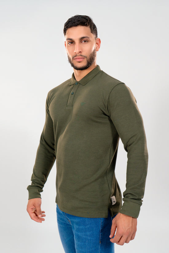 ARMANI Polo Manches Longues Vert KaKi