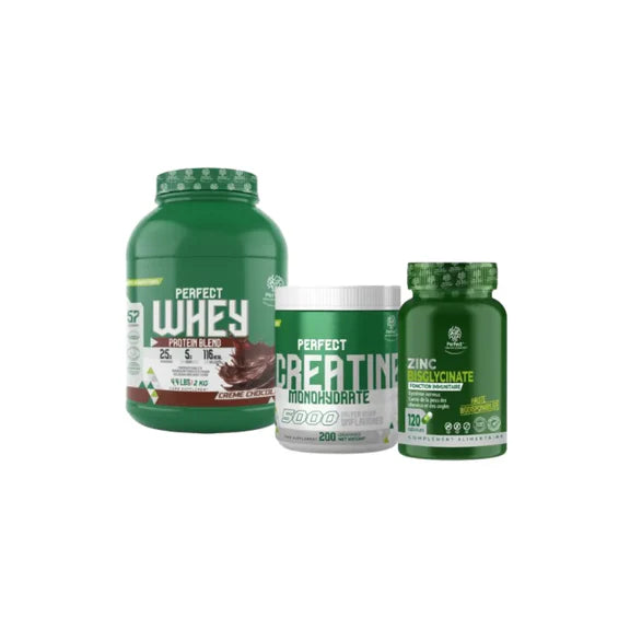 Pack Perfect Whey 2 Kg + Creatine Monohydrate 200 G + Zinc Bisglycinate 120 Capsules