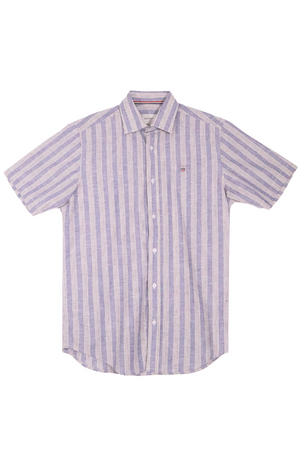 Gant Chemise Demi Manches à Rayures Casual Fit Lin