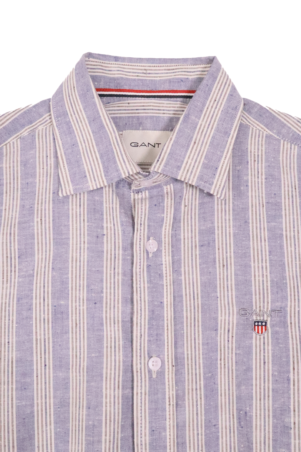 Gant Chemise Demi Manches à Rayures Casual Fit Lin