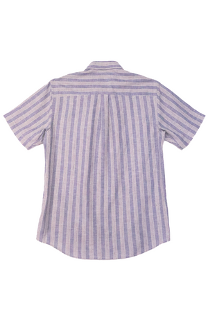 Gant Chemise Demi Manches à Rayures Casual Fit Lin