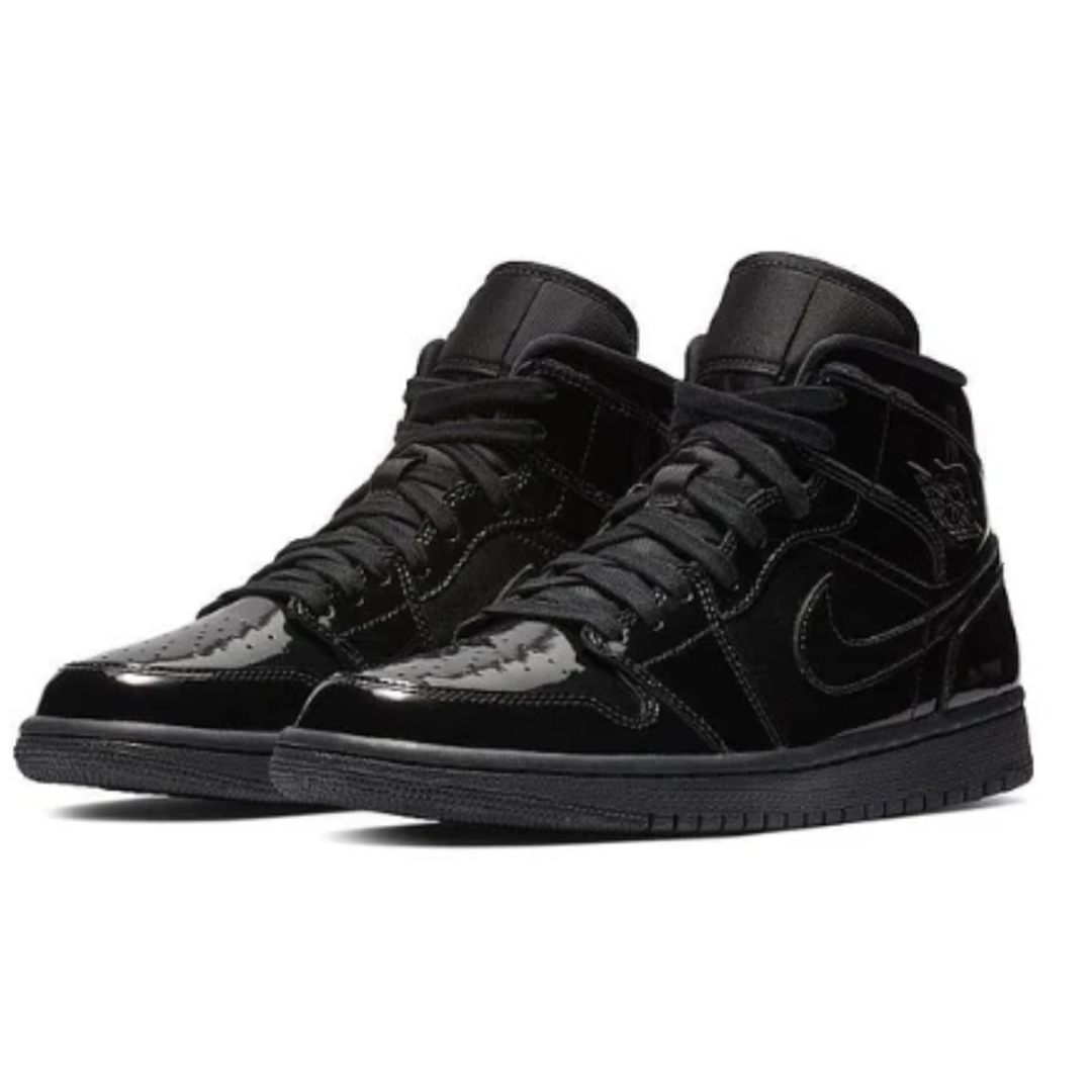 Nike Air Jordan 1 Mid “Triple Black Patent Leather”