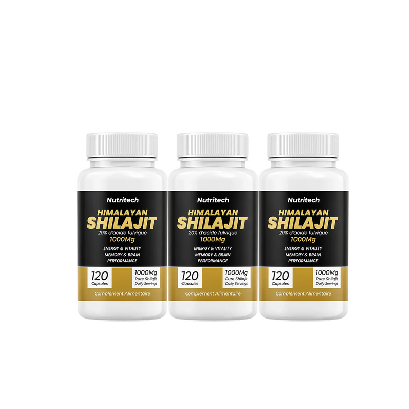 Pack 3 Himalayan Shilajit 1000 Mg Nutritech - 120 Capsules